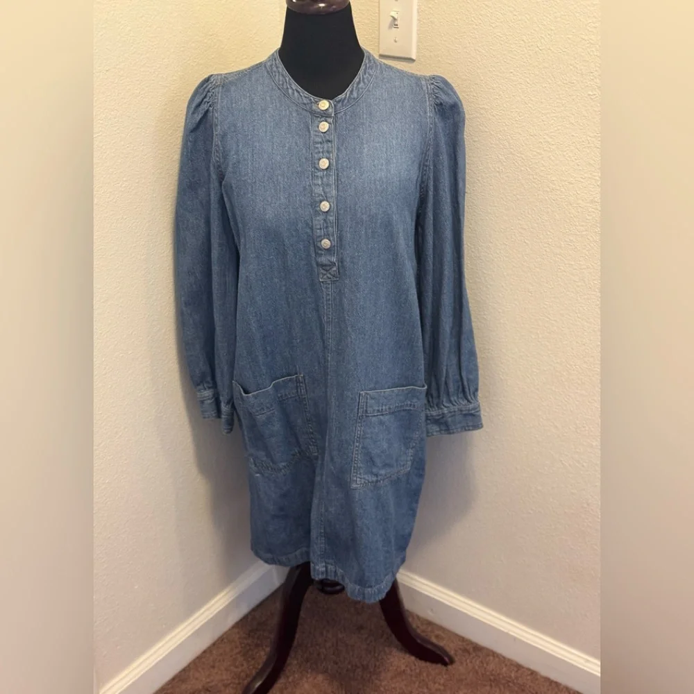 Madewell Denim Puff Sleeve Shirt Dress Long Sleeve Size M Medium $98 - Picture 2 of 10